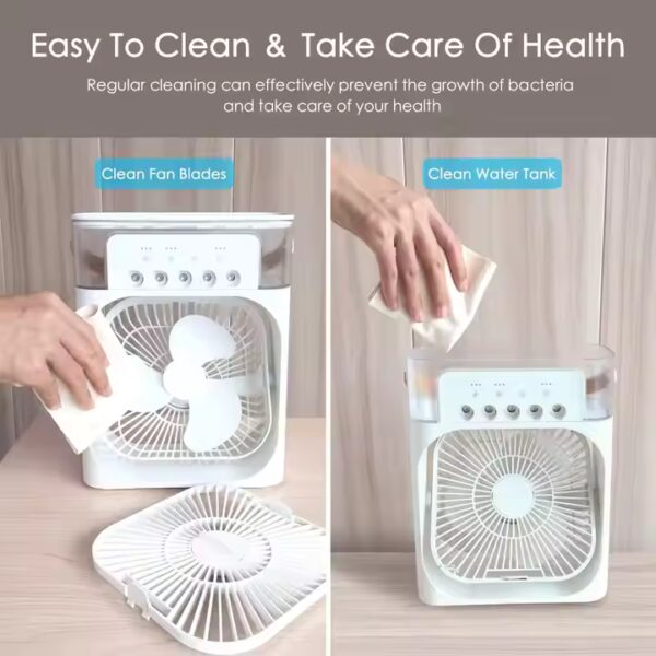 Air Cooler 3 in 1 Mini Portable Fan Humidifier with 7 Colors LED Light - Image 3